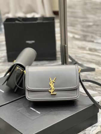 y*l solferino medium satchel in box Sa**t Lau*nt light gray 9.1 x 6.3 x 2.4 inches