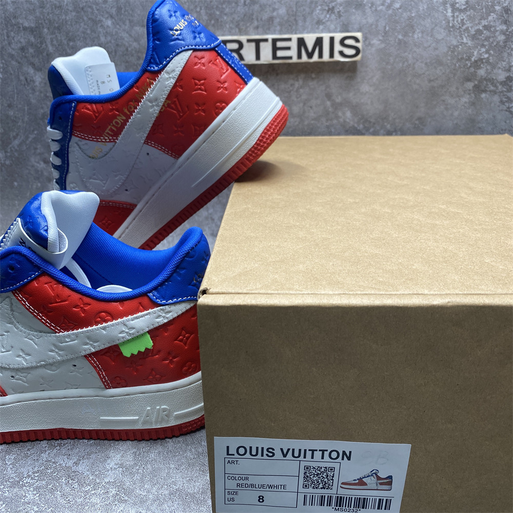 LV x Nike Air Force 1 red blue