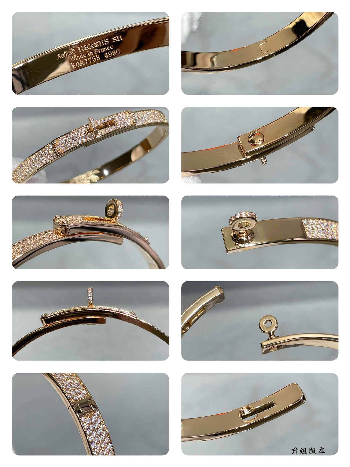 h**mes button fully Di*m*nd-encrusted bracelet