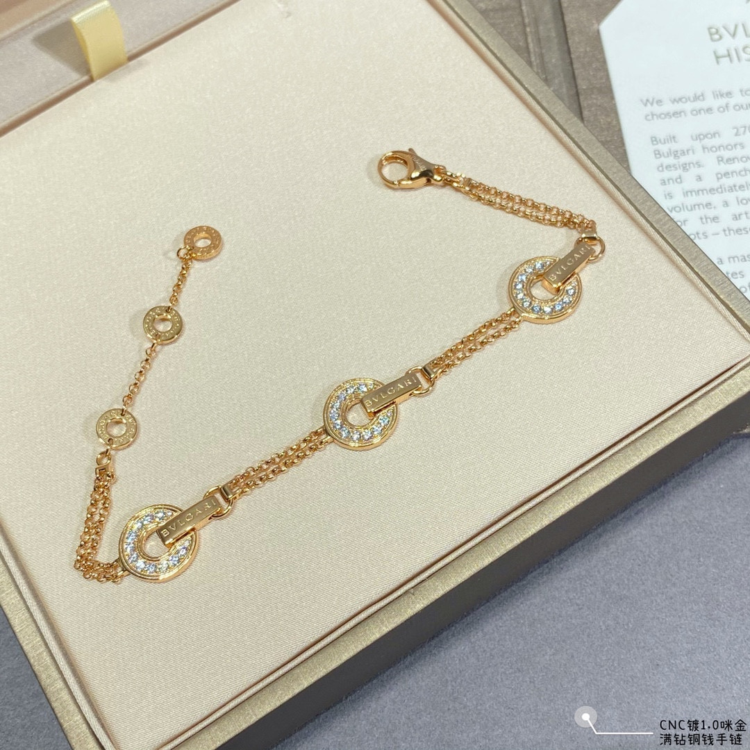 b*l*ai full Di*m*nd copper coin bracelet