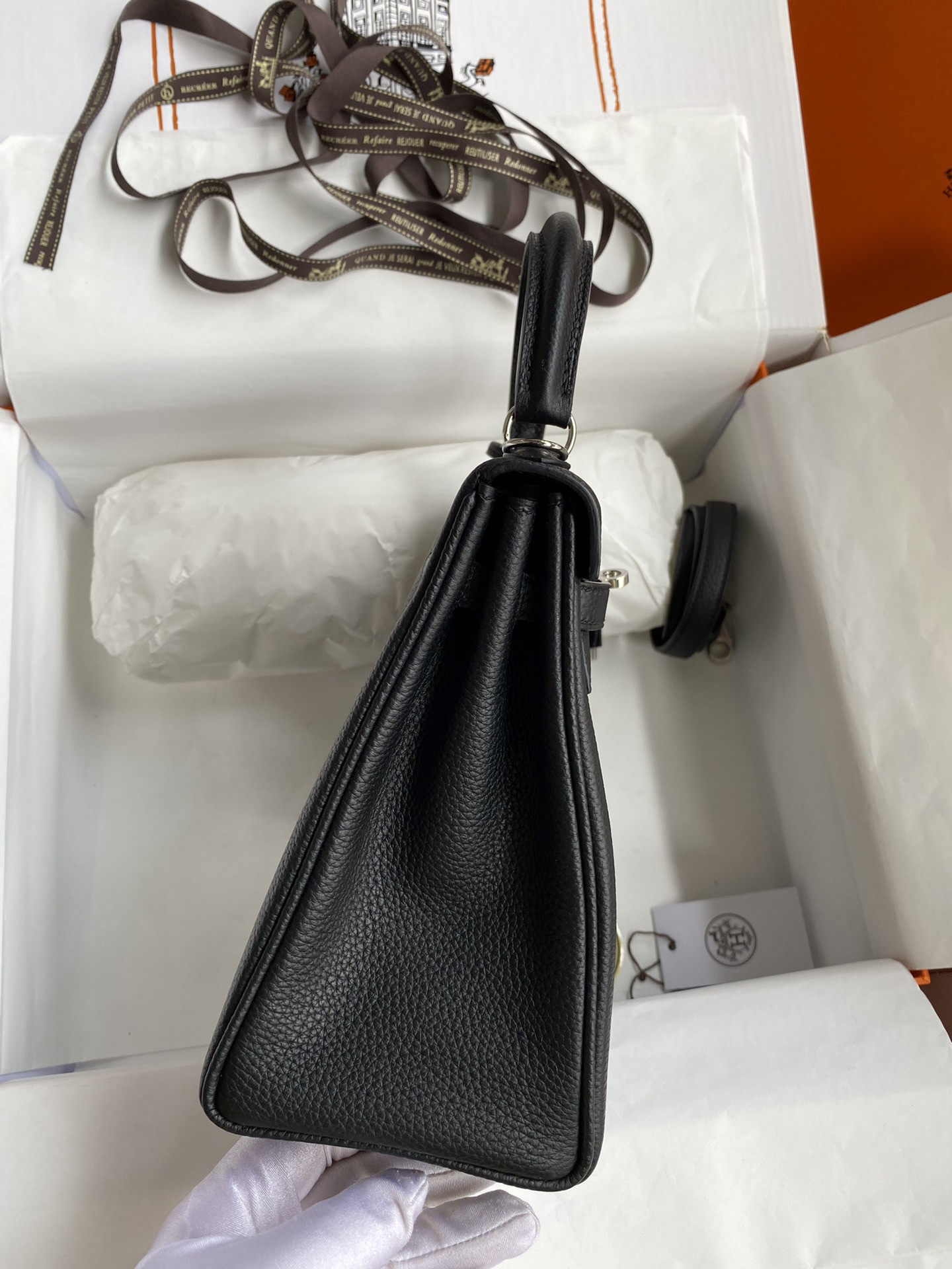 HERMÈS Kelly Silver-tone Hardware 25 28