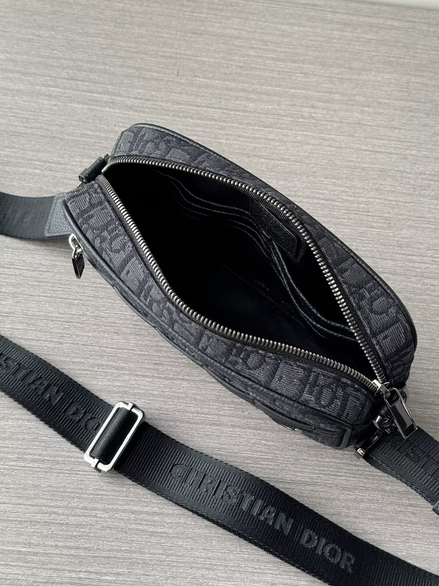 D*or safari bag with strap black D*or oblique jacquard 22x15x6cm