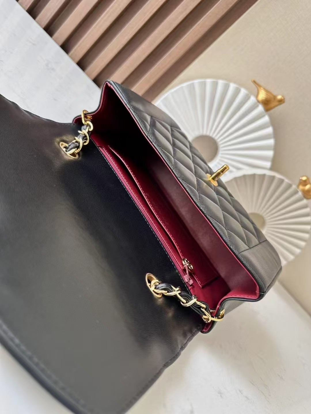 Ch*el small diana flap bag lambskin gold hardware 22.5x14x7cm