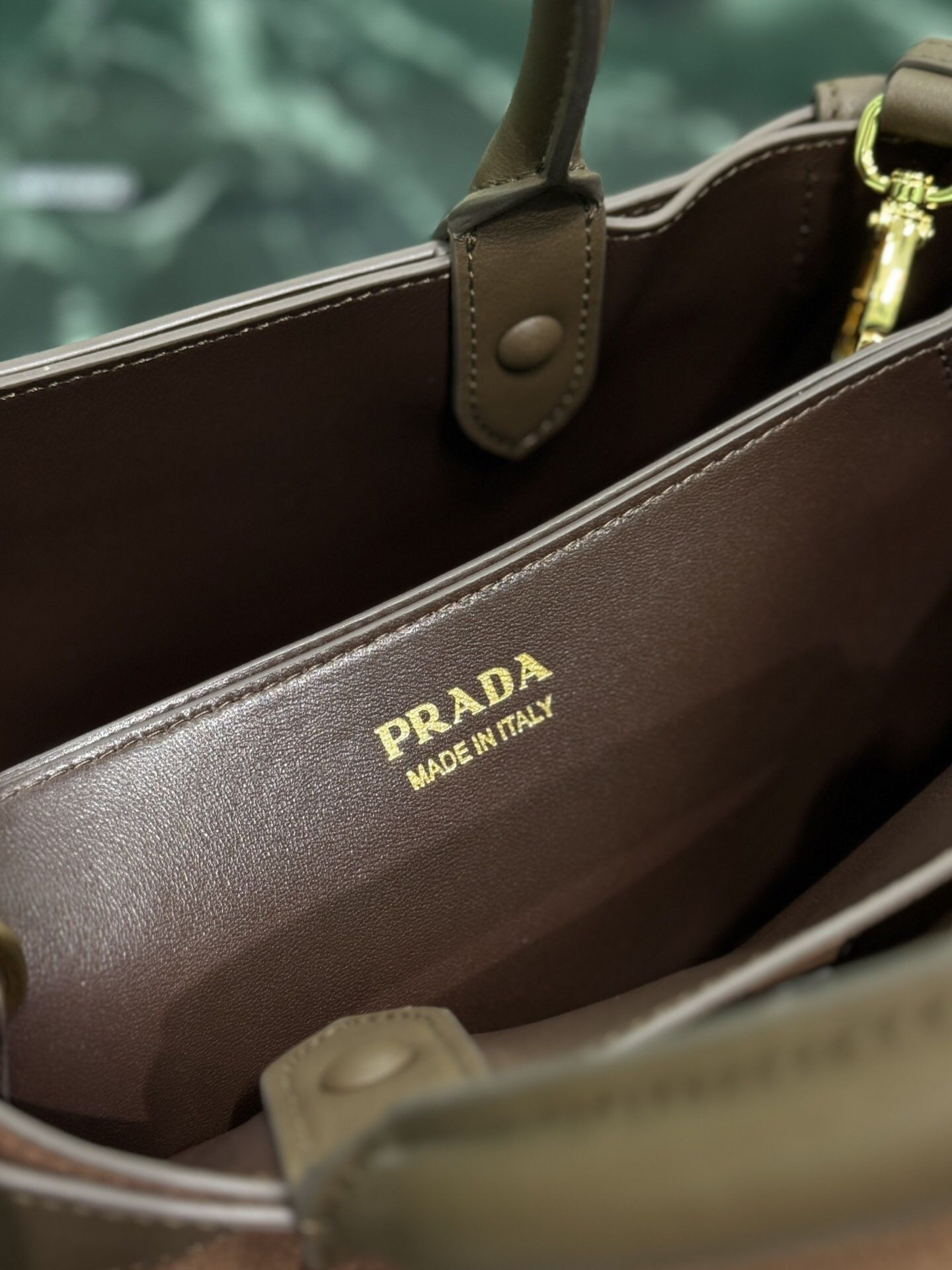 Pra*a buckle medium suede bag with belt 23x32x11cm