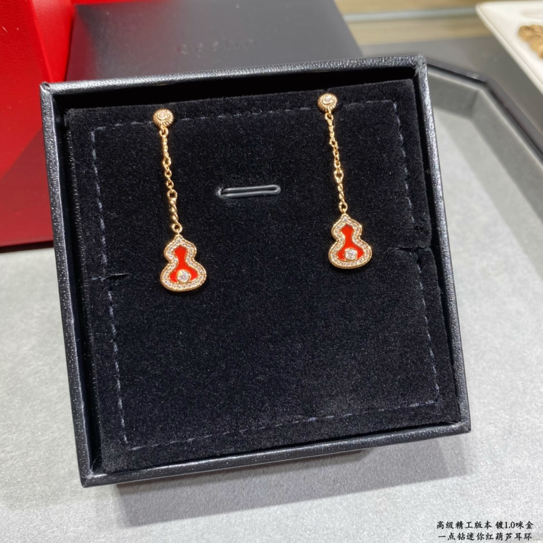 qeelin mini Di*m*nd red gourd earrings