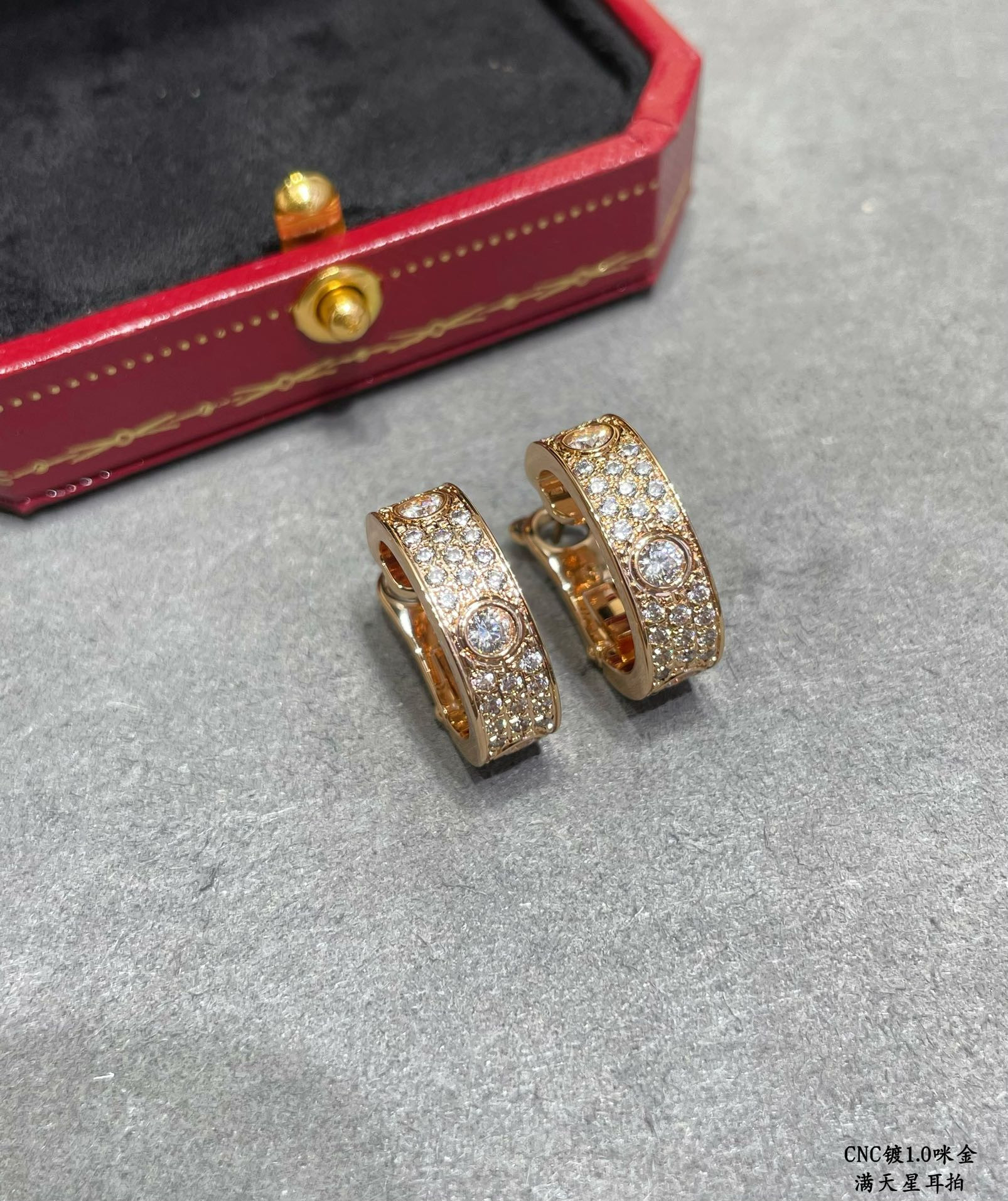 Ca*t*er wide version full pave earrings