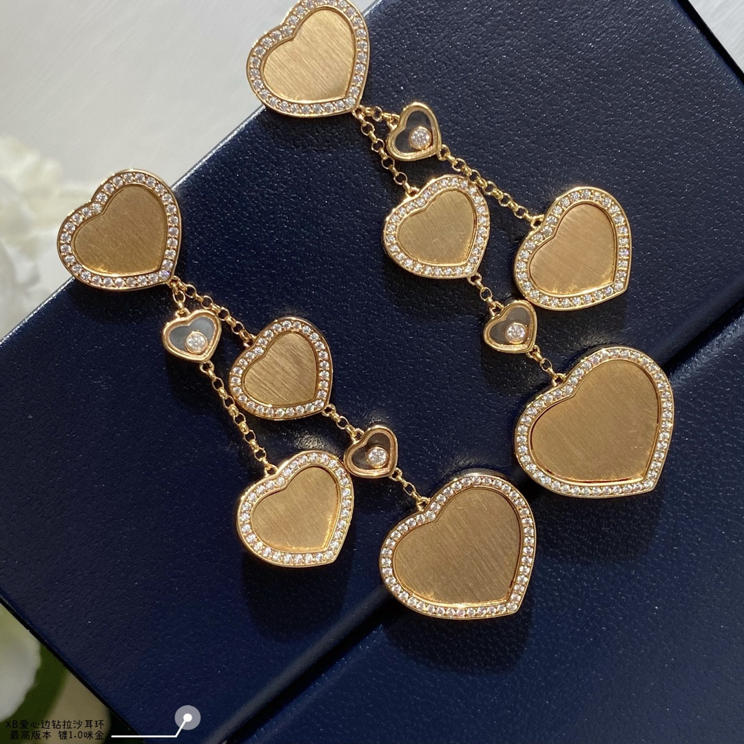 chopard heart-shaped edge Di*m*nd brushed earrings