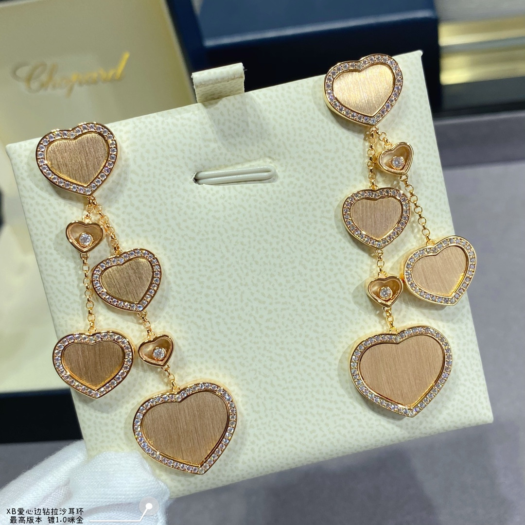 chopard heart-shaped edge Di*m*nd brushed earrings