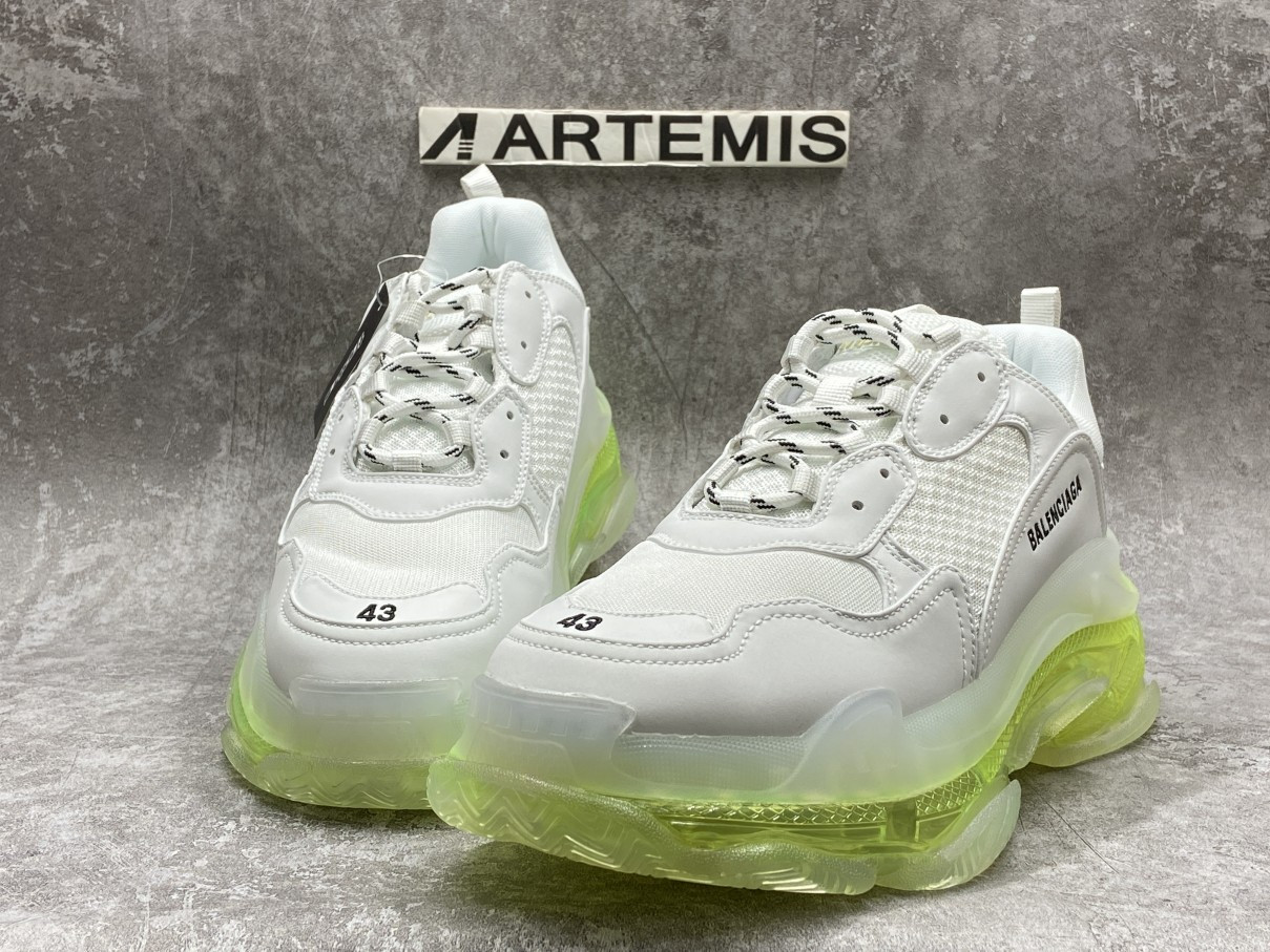Balenciga Triple S White Green Clear Sole