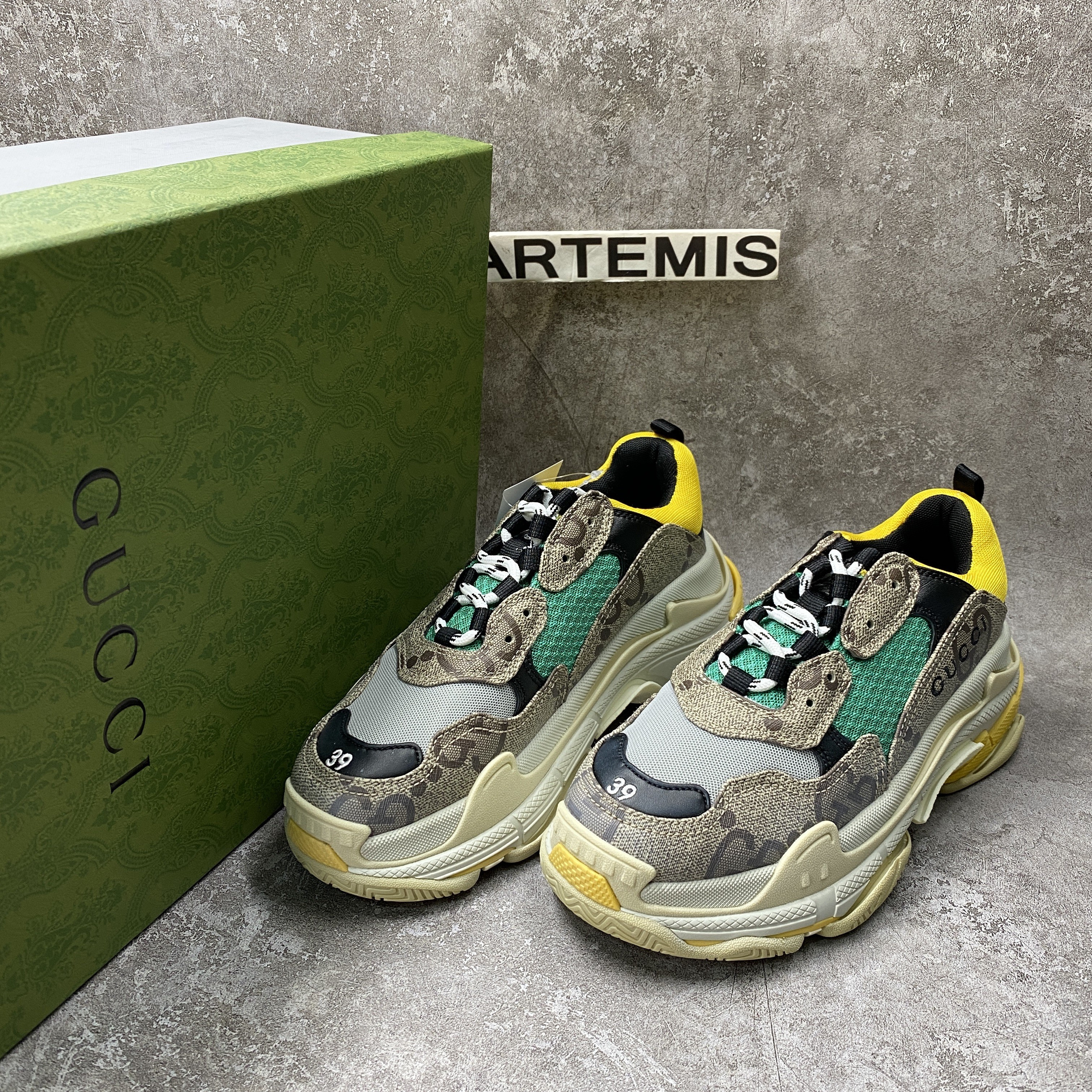 Balenciga x G The Hacker Project Triple Beige Green Yellow