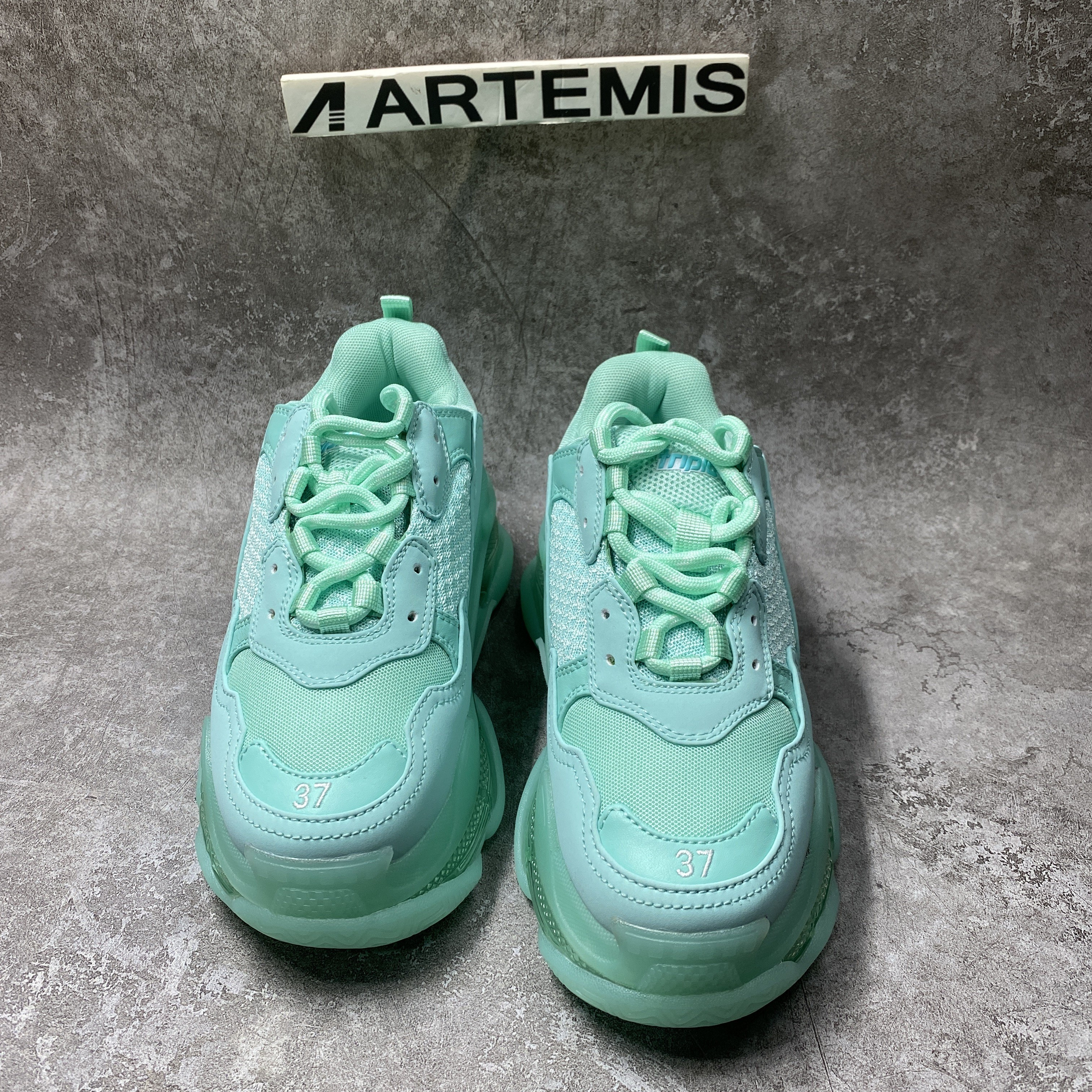 Balenciga Triple S Clear Sole Green