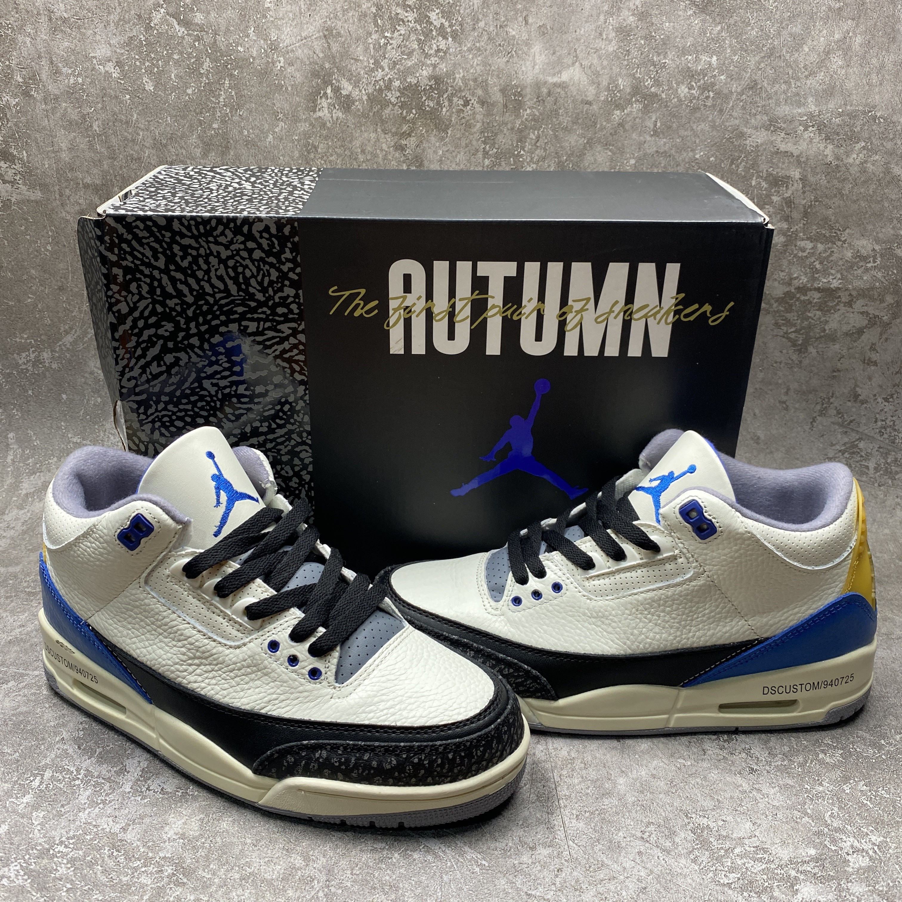 Air Jordan 3 Retro UNC White Black Blue Yellow
