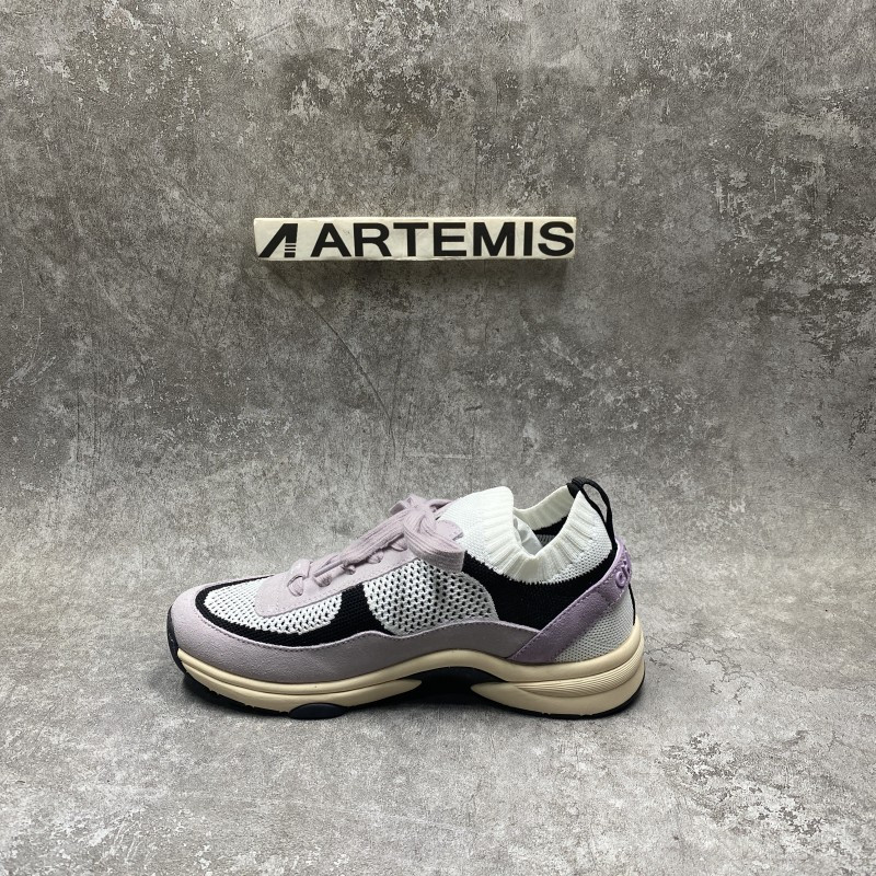 Channel Blended Fabrics Street Style White Purple Plain Sock Sneakers