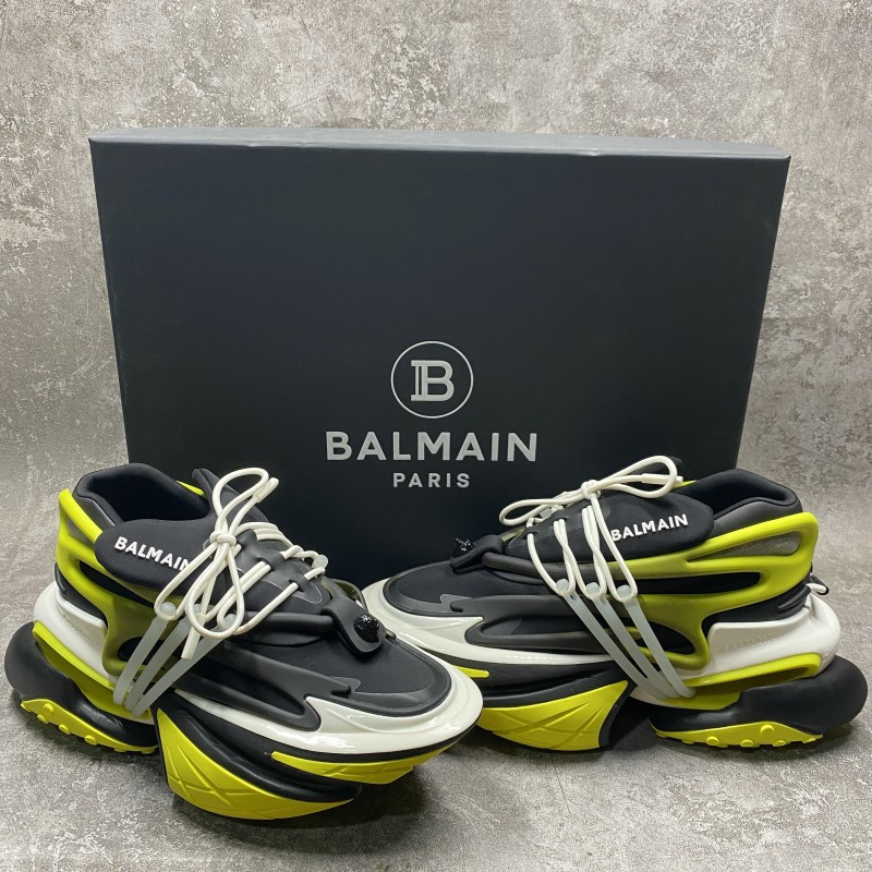 Balmain Black & Green Unicorn Sneakers