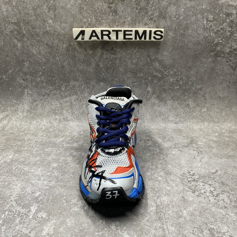 Ba*len*cia*ga graffiti runner sneaker in blue