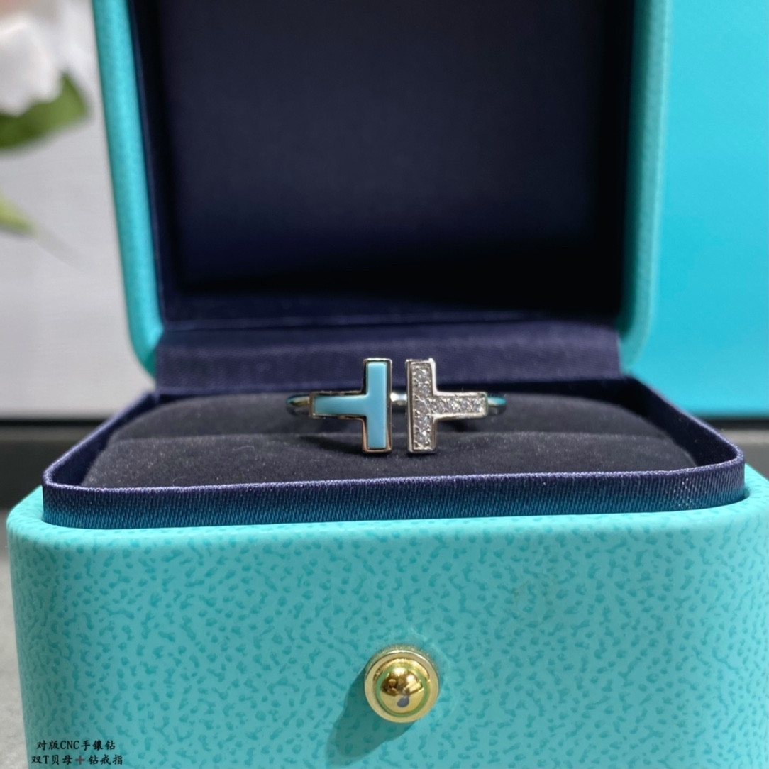 t*f*ny & co. double t mother-of-pearl & Di*m*nd ring