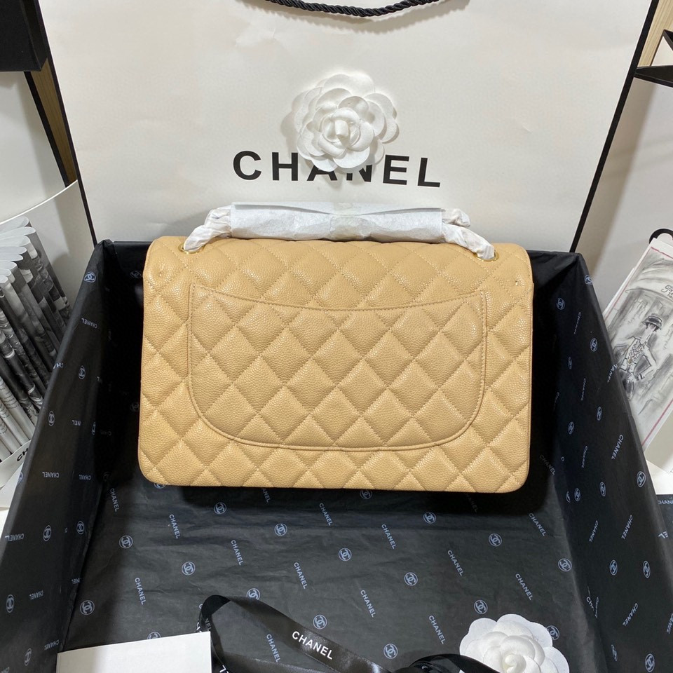 Ch*el classic flap jumbo 30cm cf khaki gold 7.6 × 11.7 × 3.9 in