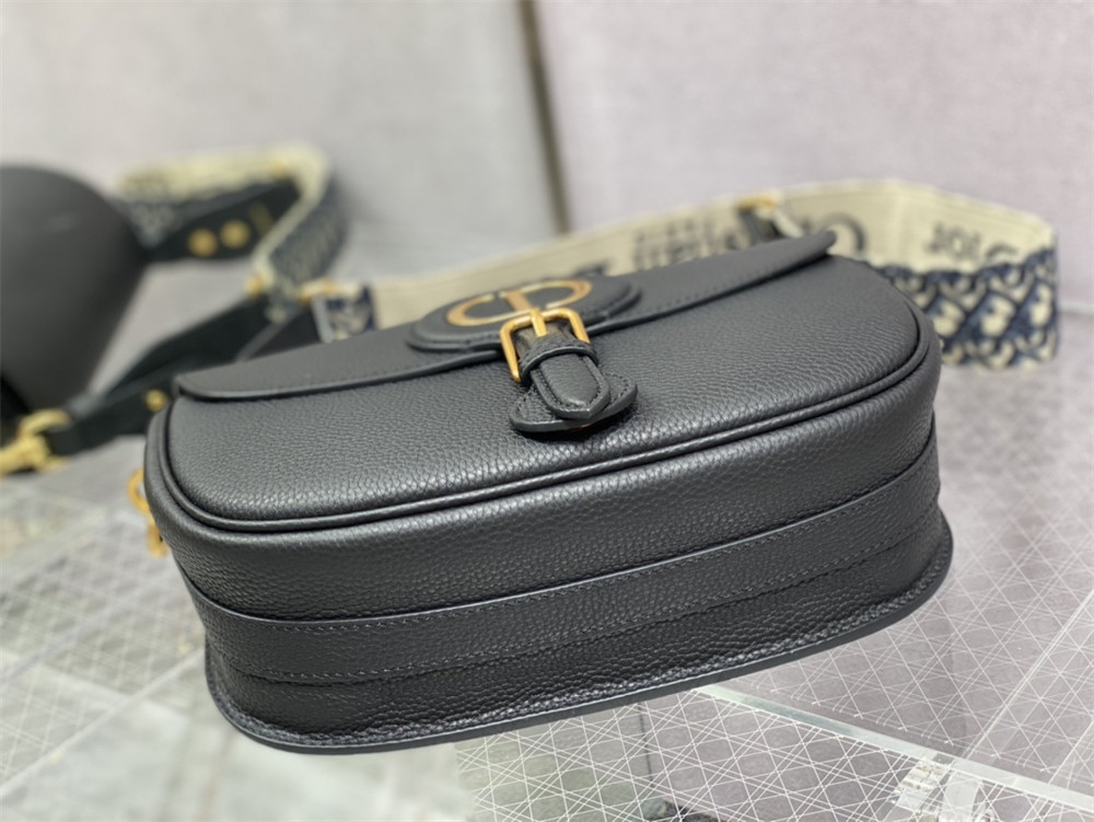 large D*or bobby bag black grained calfskin