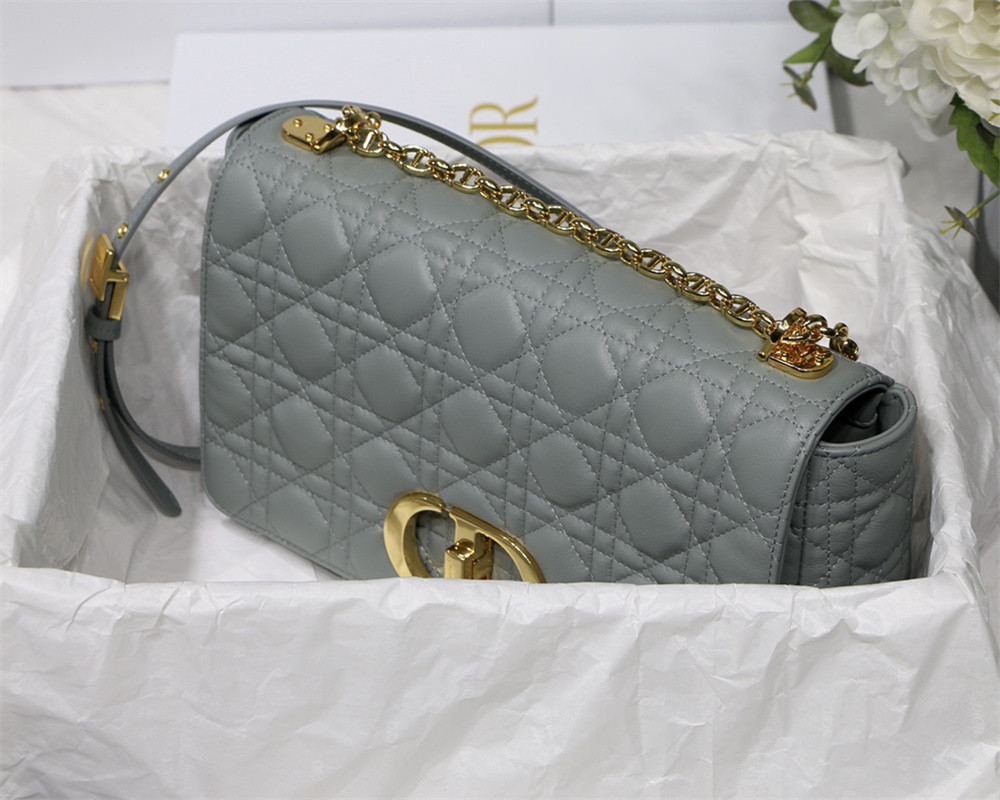 large d*or caro bag stone gray S*pple cannage calfskin 29 x 18 x 10 cm