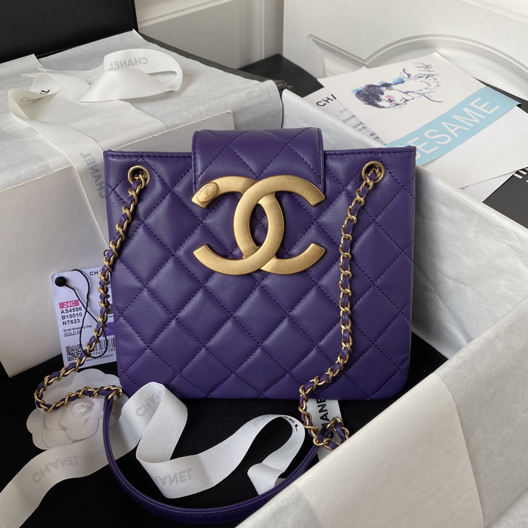 Ch*el baguette bag purple 17.5×20×5cm