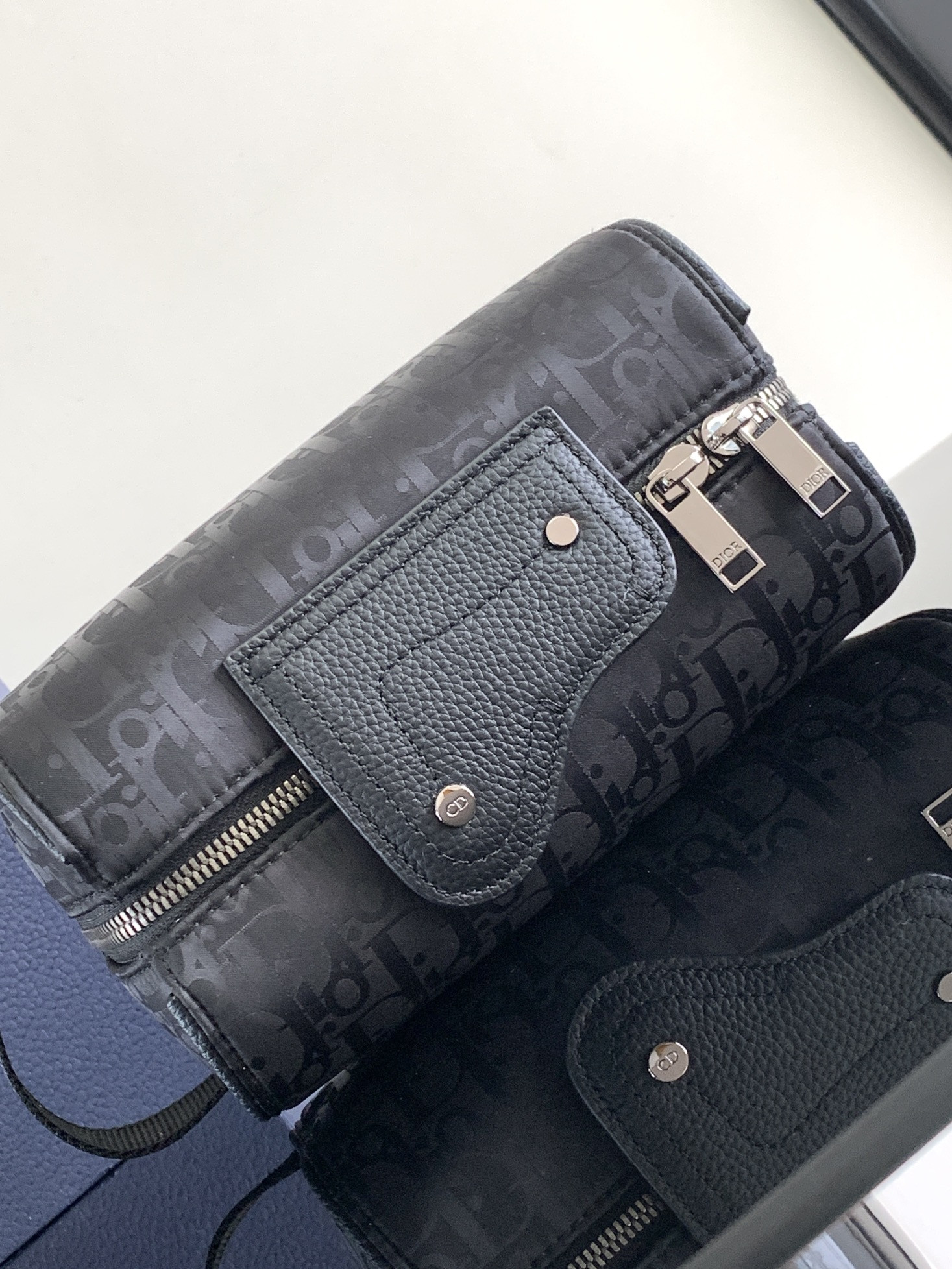 D*or lingot toiletry bag black oblique mirage technical fabric 8.5 x 5 x 4 inches