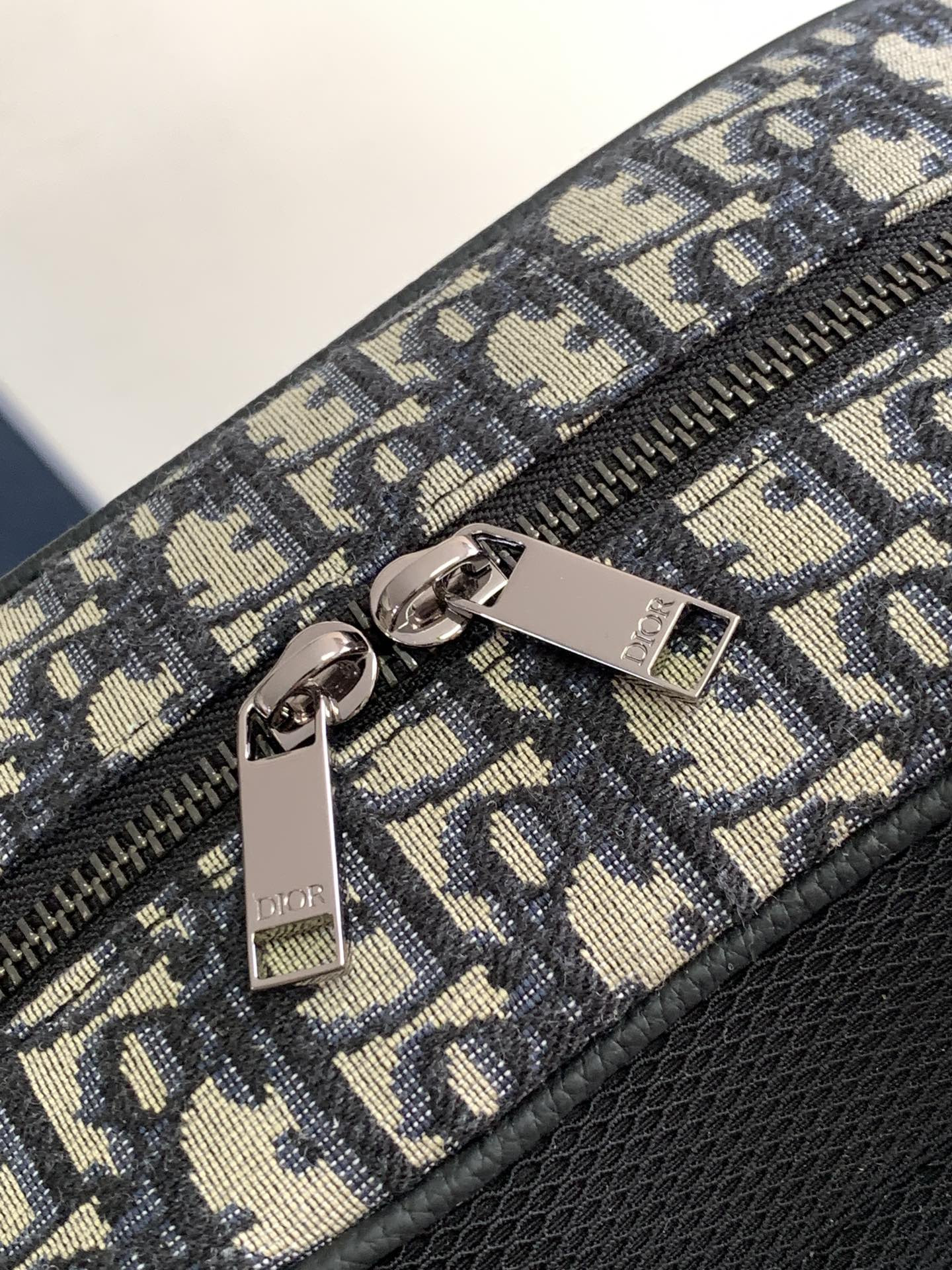 D*or safari backpack  beige and black D*or oblique jacquard 11 x 16 x 5.5 inches