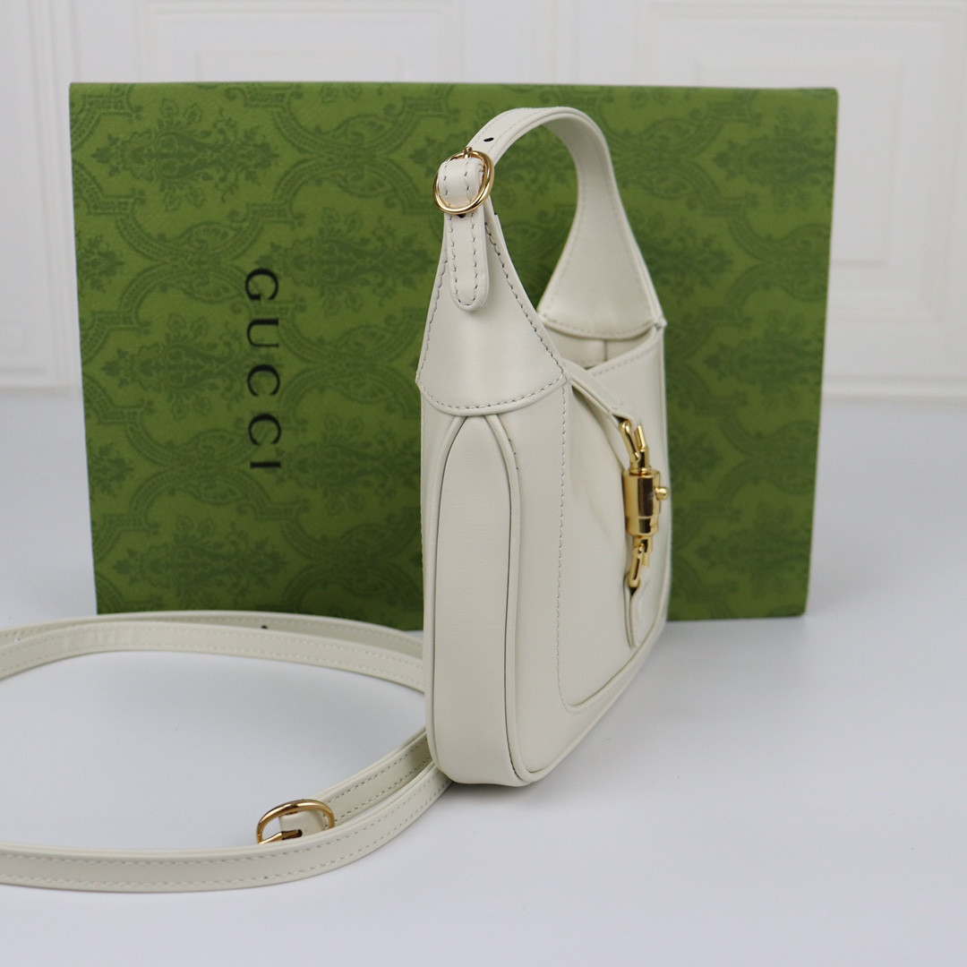 G*u*i jackie 1961 mini shoulder bag white 7.5"w x 5.1"h x 1.2"d