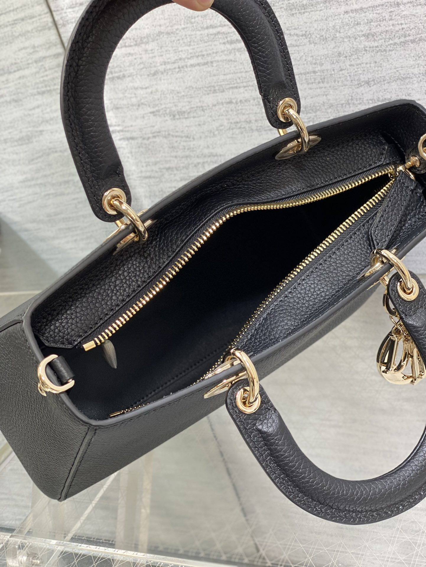 medium lady d-sire my abcD*or bag  black bull leather 12 x 8 x 5 inches