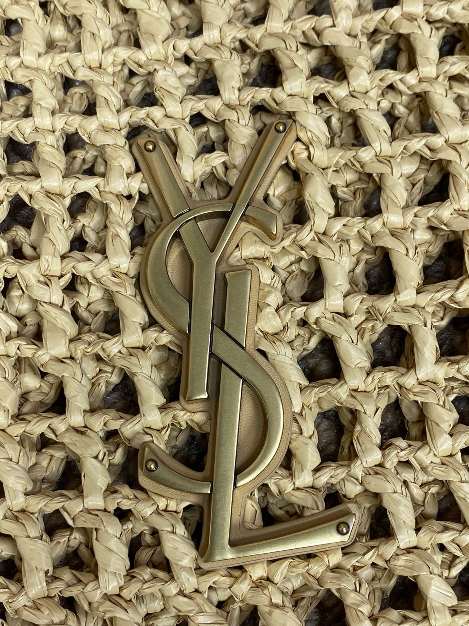 Y*L oxalis bag in raffia macramÉ  color natural 14.6x15.7x1.2inches