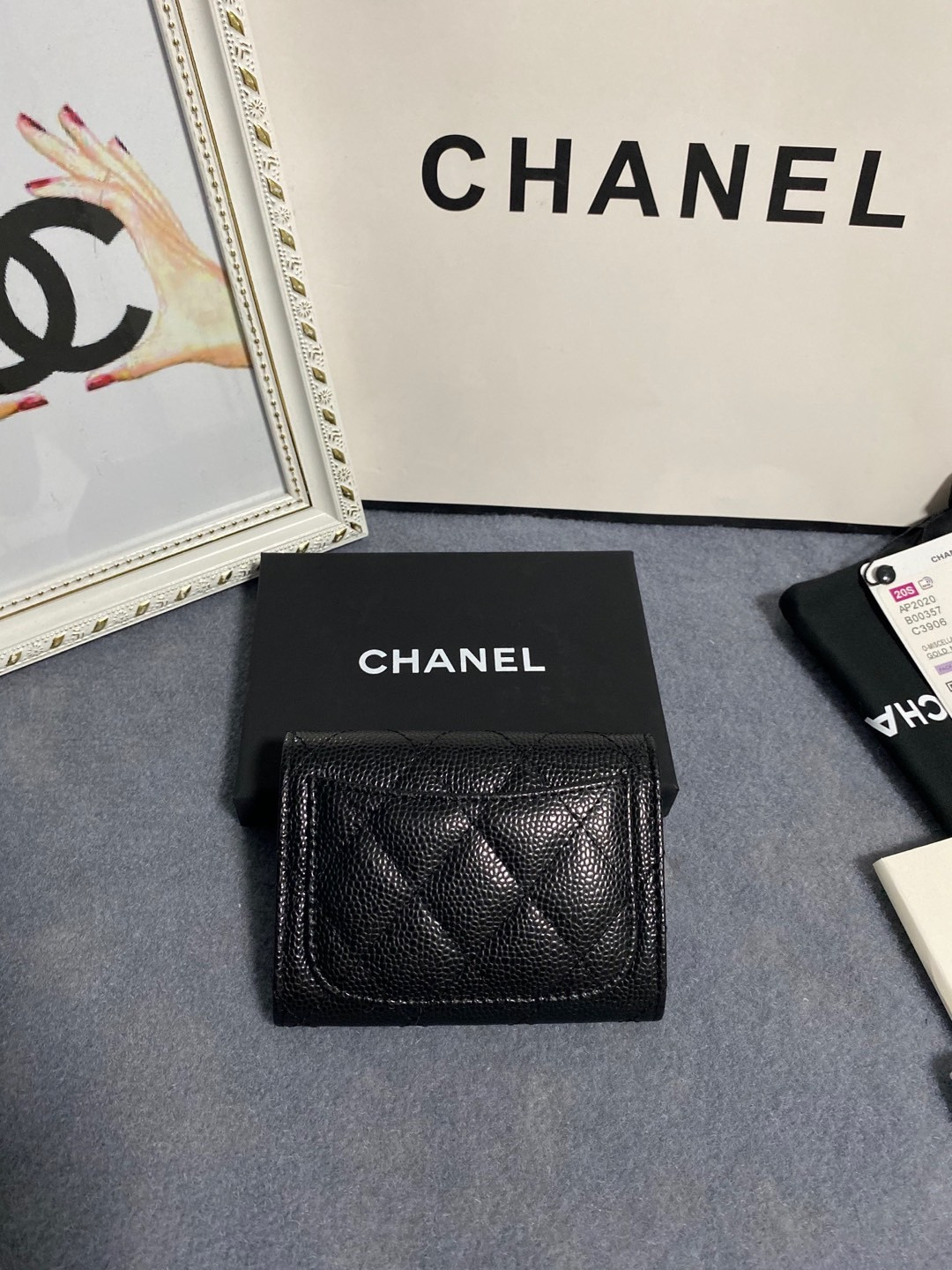 Ch*el flap wallet 12 x 8.5cm