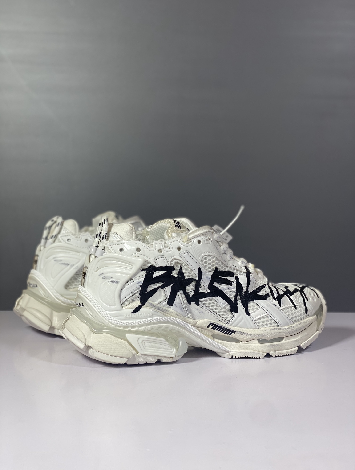 Balenciga Runner Graffiti Sneaker in White