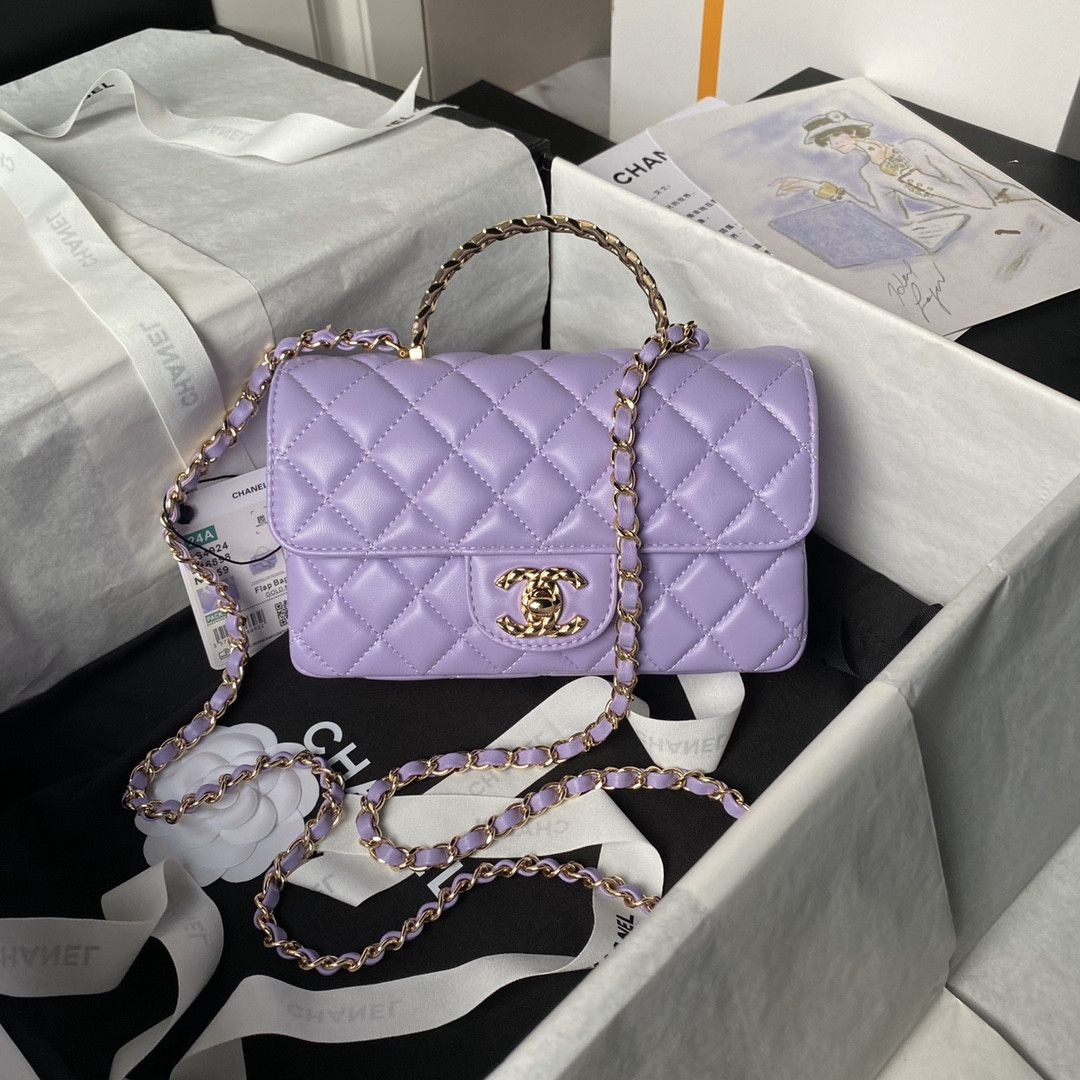 Ch*el 24a mini classic handbag 12 × 20 × 6 cm