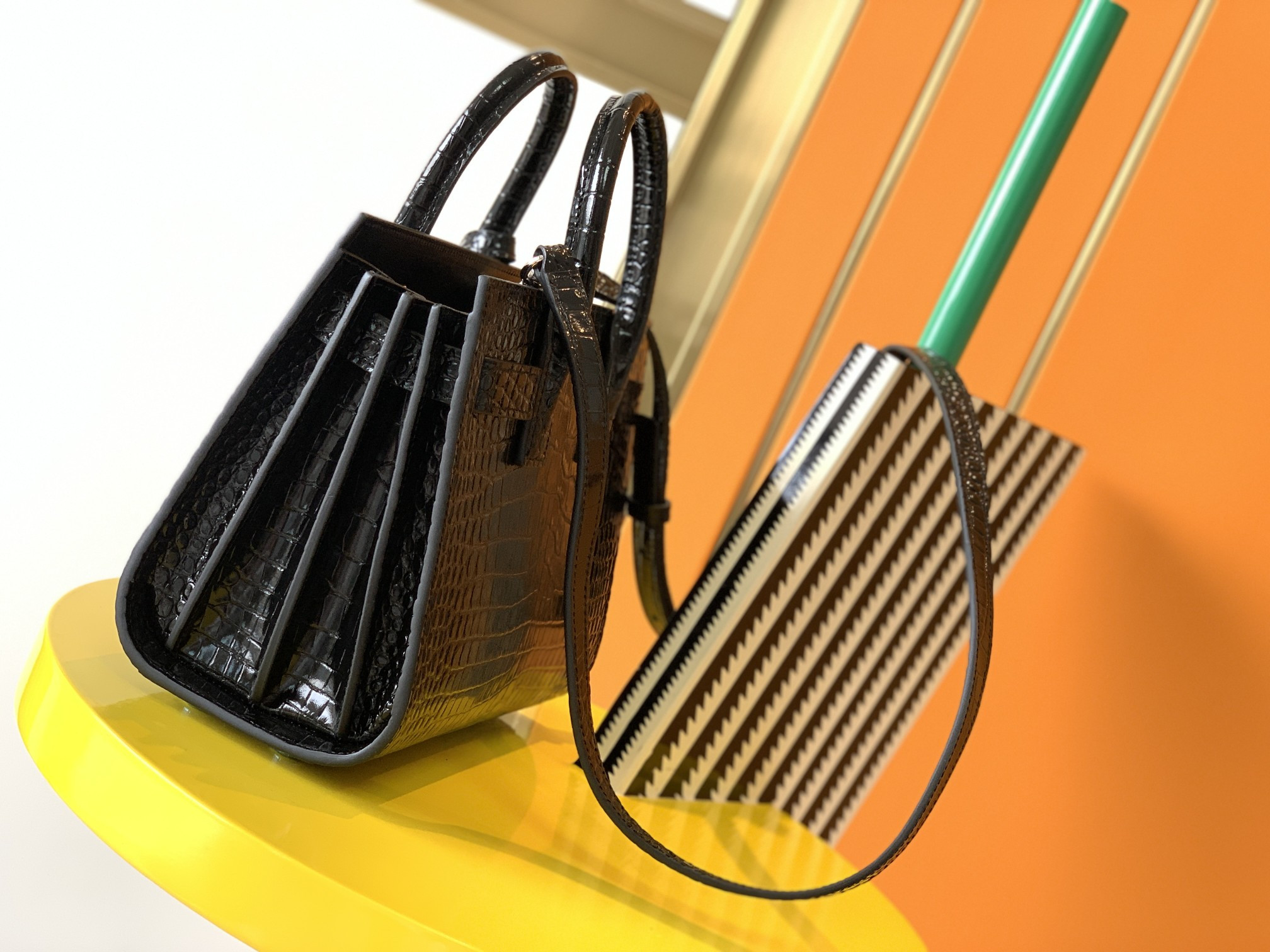 Y*L sac de jour in crocodile embossed leather - nano 22x18x10.5cm