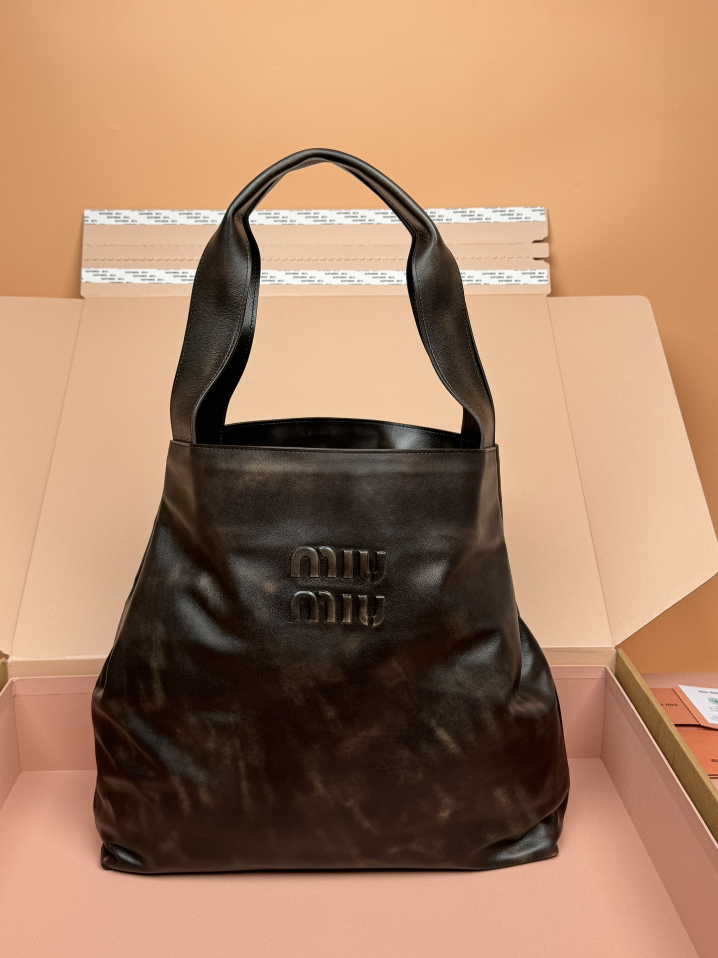 Miu Miu Leather Hobo Bag  39x38.5x11cm