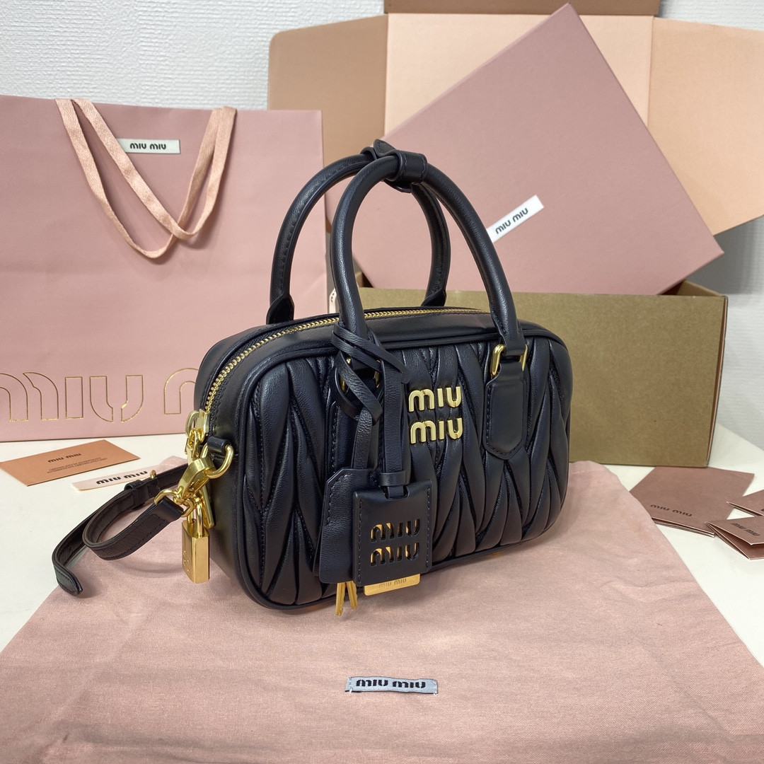 Miu Miu Arcadie matelassé nappa leather bag 13x19x6cm