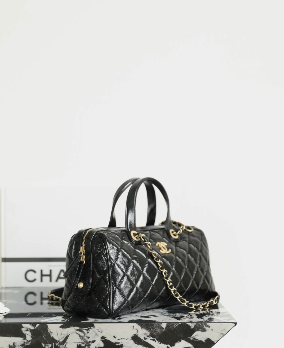 Ch*el large bowling bag as5579 17x31x13cm
