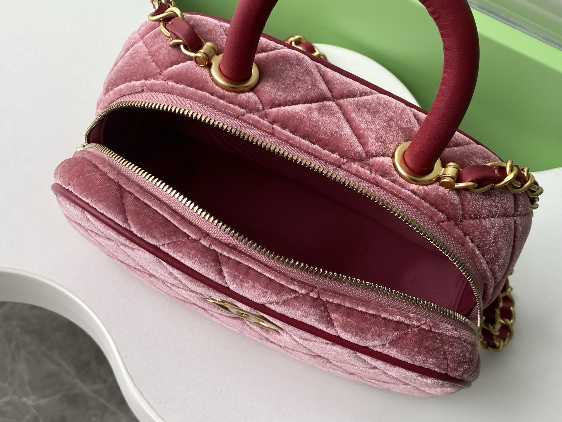 Ch*el mini bowling bag as5572 11.5x20x8.5cm