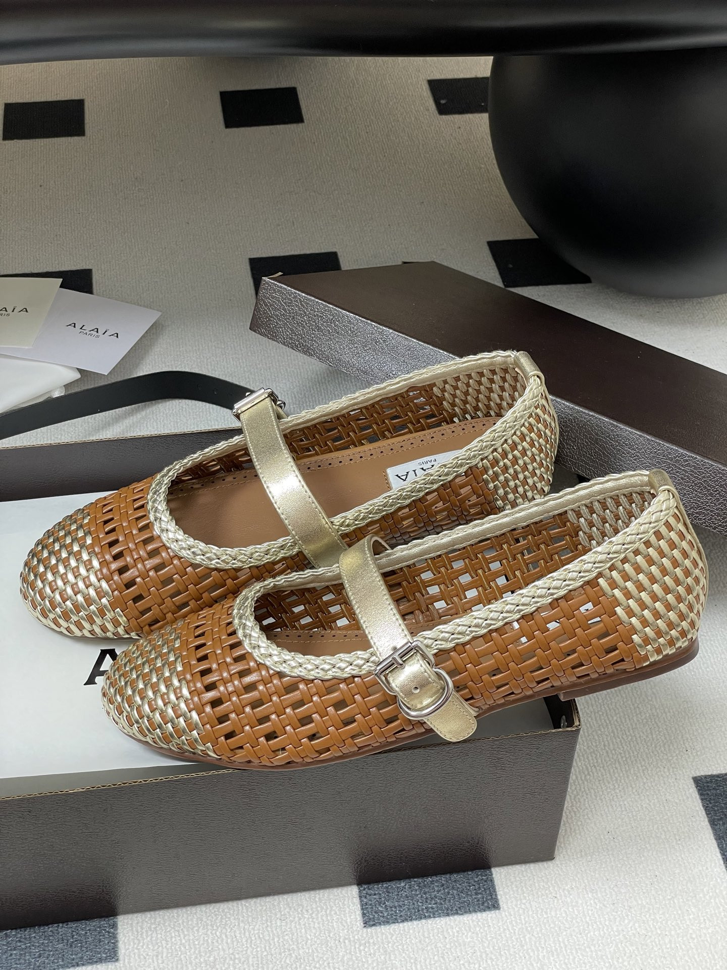 UA Alaïa Hollow Woven Mary Jane Flats(Customized Size 7-10 days production time)