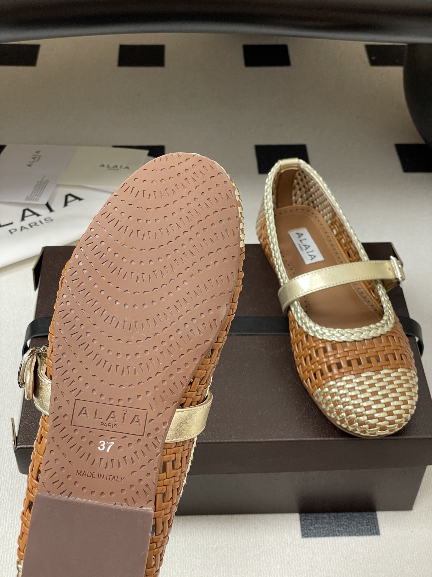 UA Alaïa Hollow Woven Mary Jane Flats(Customized Size 7-10 days production time)
