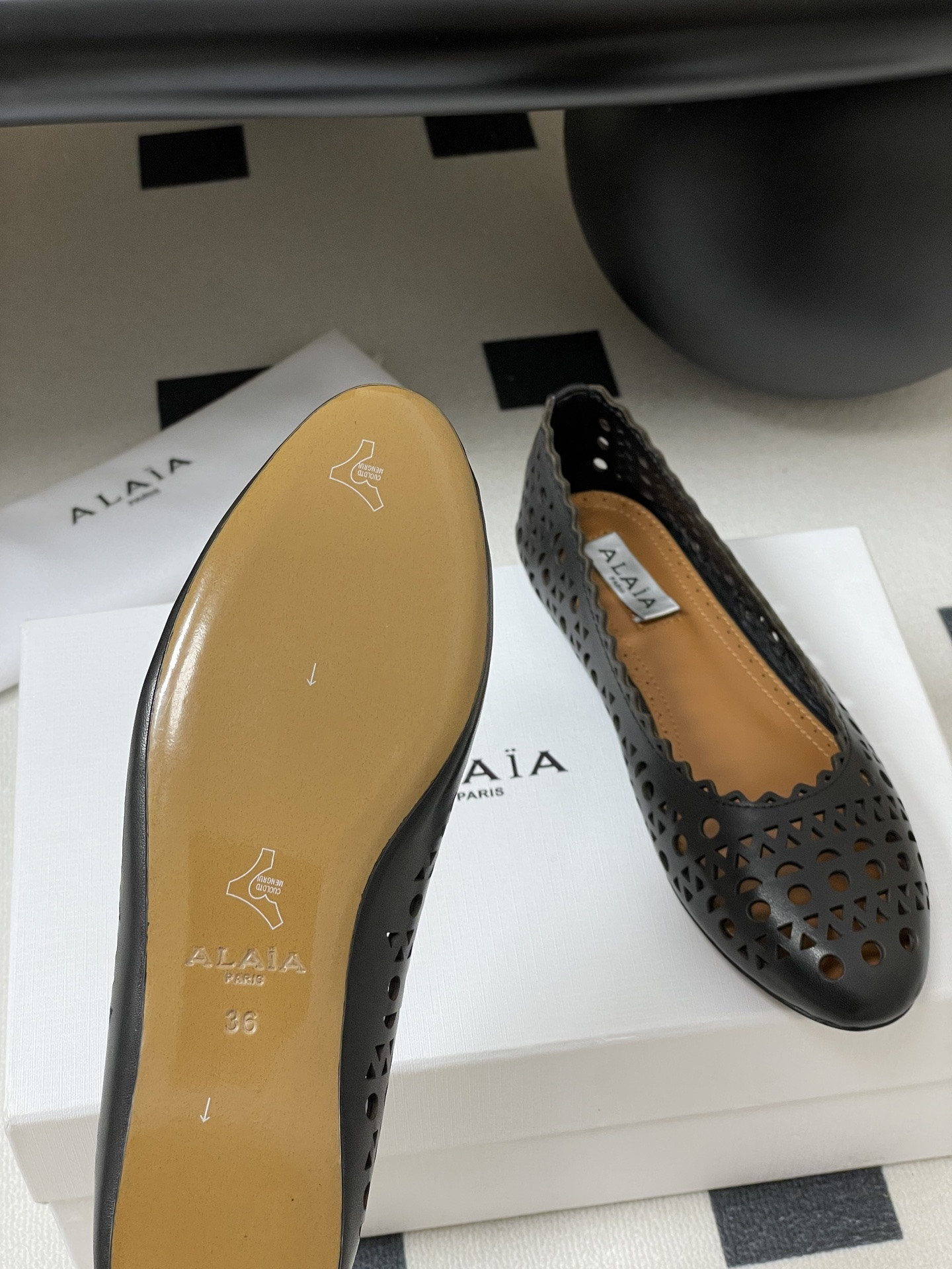 UA Alaïa Laser-cut Leather Ballet Flats(Customized Size 7-10 days production time)