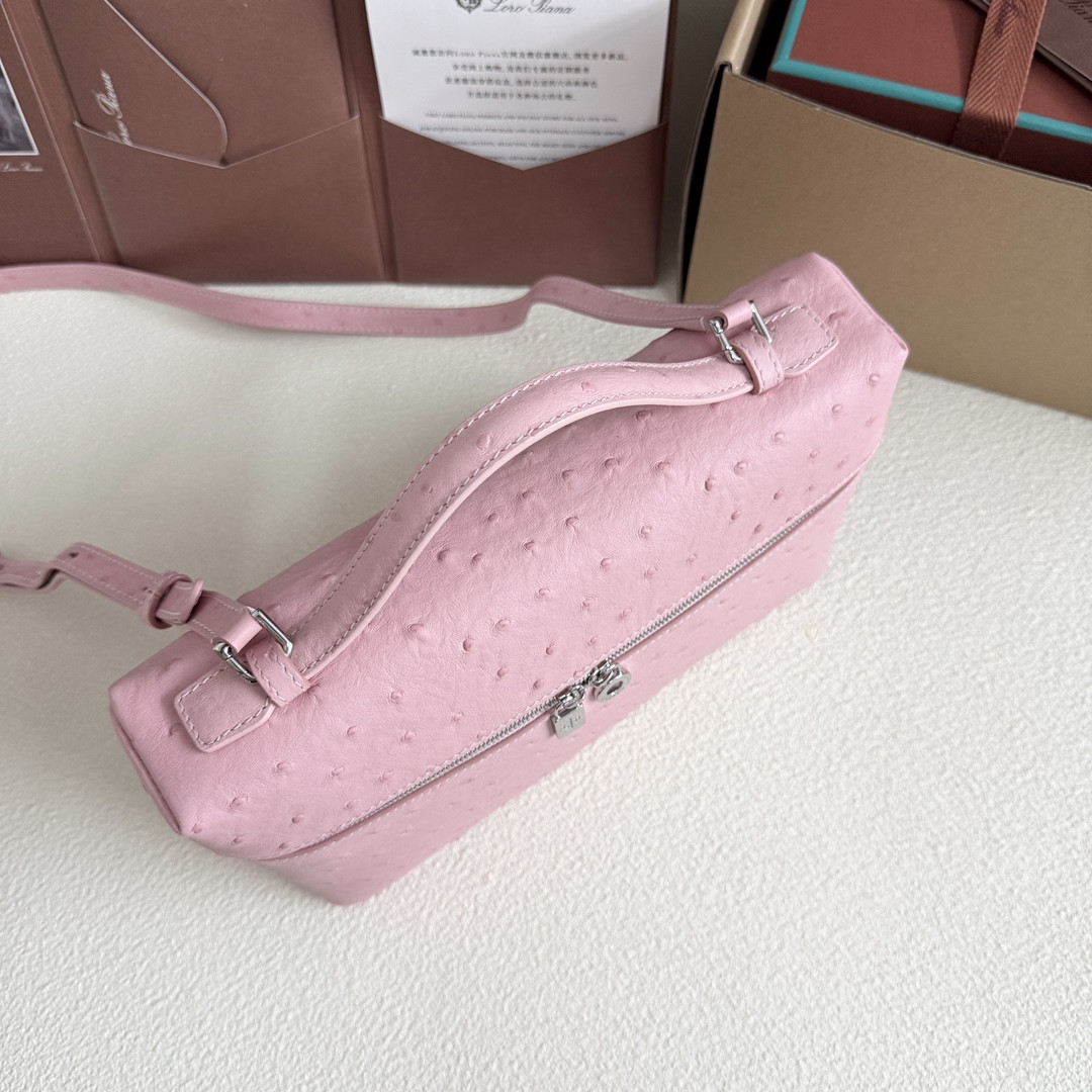 L**o p*ana extra pocket l27 ostrich-grained leather 16x27x10cm