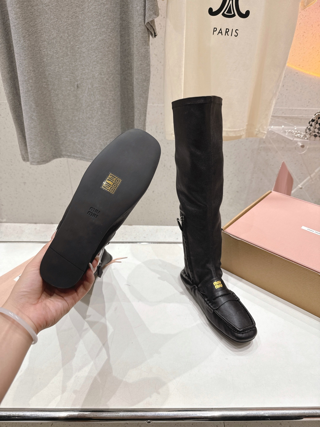 UA Miu Miu Ruches Nappa Leather Boots